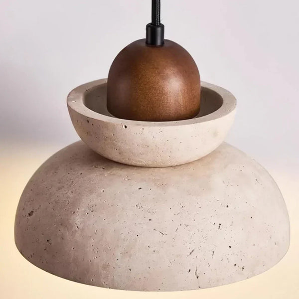 modern travertine walnut multi light pendant lamp