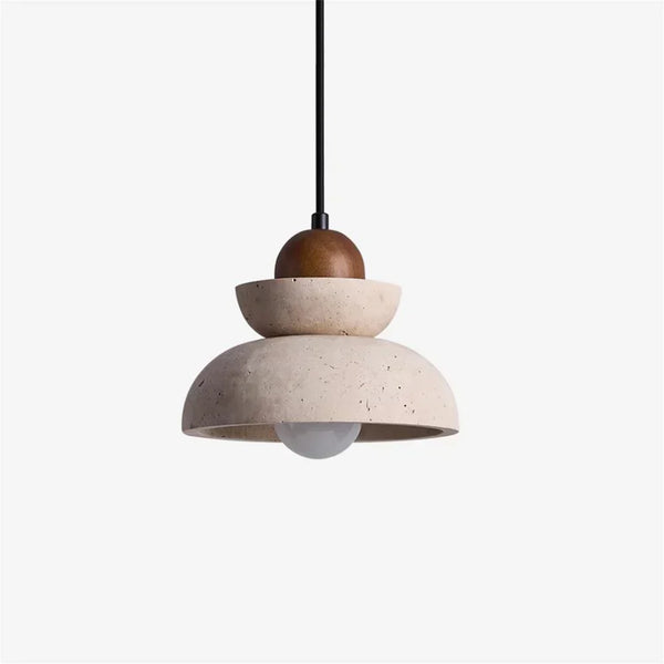 modern travertine walnut multi light pendant lamp