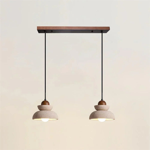 modern travertine walnut multi light pendant lamp
