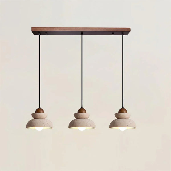 modern travertine walnut multi light pendant lamp