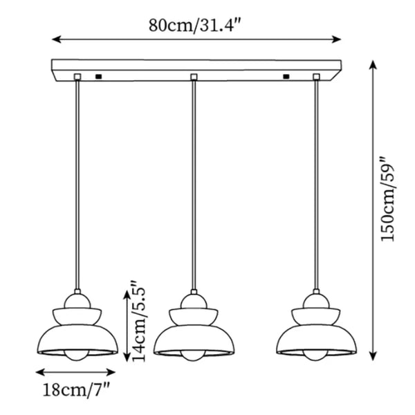 modern travertine walnut multi light pendant lamp