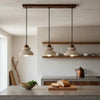 modern travertine walnut multi light pendant lamp