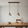 modern travertine walnut multi light pendant lamp