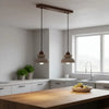 modern travertine walnut multi light pendant lamp