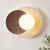 modern travertine wood double globe wall sconce