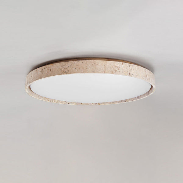modern travertine wood flush mount ceiling light 2