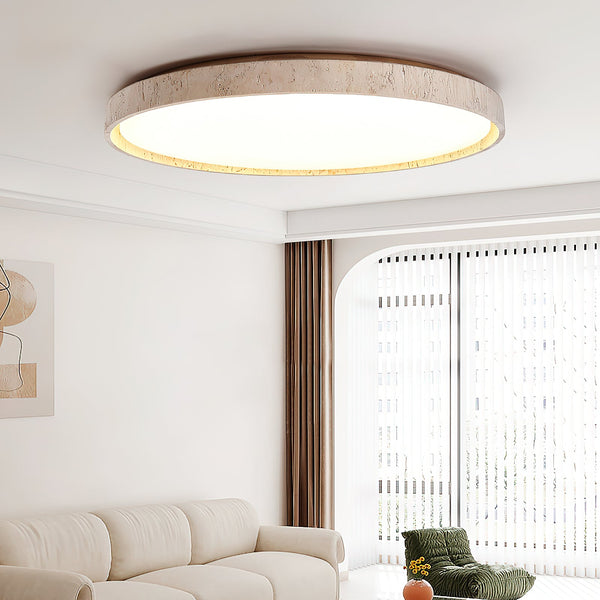 modern travertine wood flush mount ceiling light 2