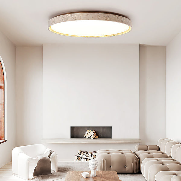 modern travertine wood flush mount ceiling light 2