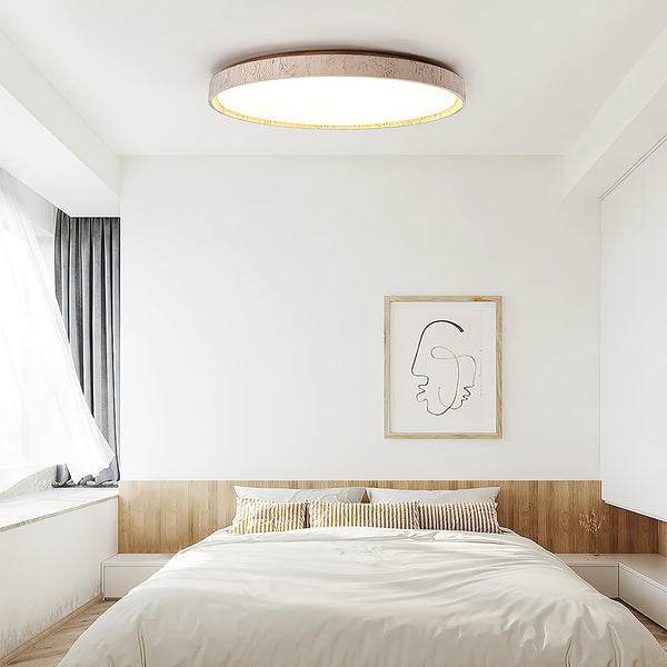 modern travertine wood flush mount ceiling light 2