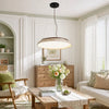 modern travertine wood round wabi sabi pendant light