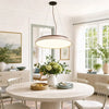 modern travertine wood round wabi sabi pendant light