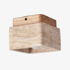 modern travertine wood square semi flush ceiling light