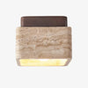 modern travertine wood square semi flush ceiling light