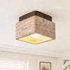 modern travertine wood square semi flush ceiling light