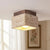 modern travertine wood square semi flush ceiling light