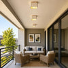 modern travertine wood square semi flush ceiling light