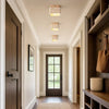 modern travertine wood square semi flush ceiling light
