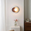 modern walnut beige travertine glass wall lamp