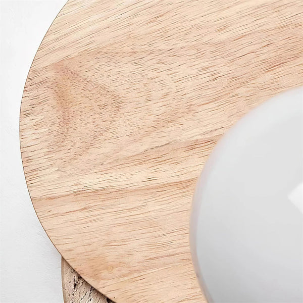 modern walnut beige travertine glass wall lamp