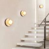 modern walnut beige travertine glass wall lamp