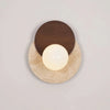 modern walnut beige travertine glass wall lamp