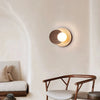 modern walnut beige travertine glass wall lamp