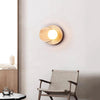 modern walnut beige travertine glass wall lamp