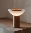 modern walnut frosted glass led table lamp
