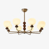 modern walnut frosted glass orb chandelier