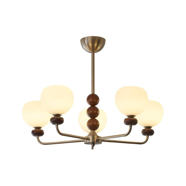 modern walnut frosted glass orb chandelier