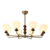 modern walnut frosted glass orb chandelier
