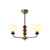 modern walnut frosted glass orb chandelier