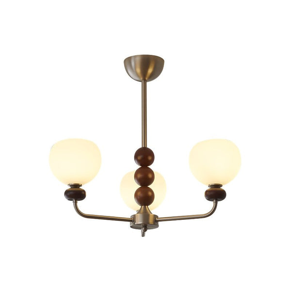 modern walnut frosted glass orb chandelier