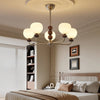 modern walnut frosted glass orb chandelier