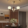 modern walnut frosted glass orb chandelier