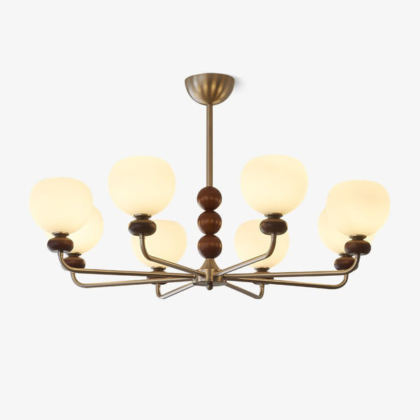 modern walnut frosted glass orb chandelier