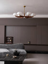modern walnut gold glass petal chandelier