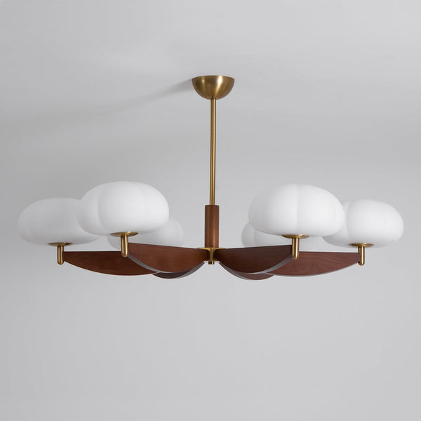 modern walnut gold glass petal chandelier