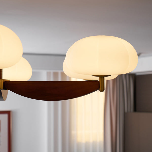 modern walnut gold glass petal chandelier