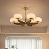 modern walnut gold glass petal chandelier