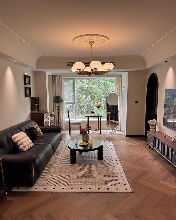 modern walnut gold glass petal chandelier