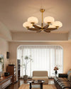 modern walnut gold glass petal chandelier