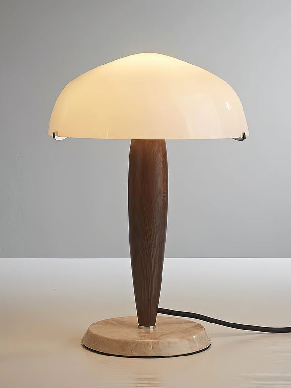 modern walnut marble dome table lamp