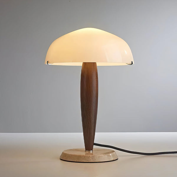 modern walnut marble dome table lamp