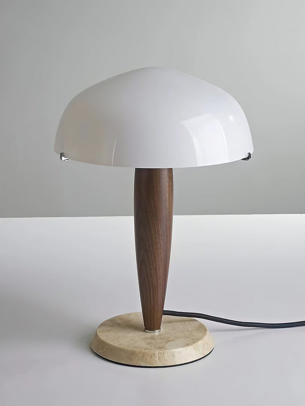 modern walnut marble dome table lamp