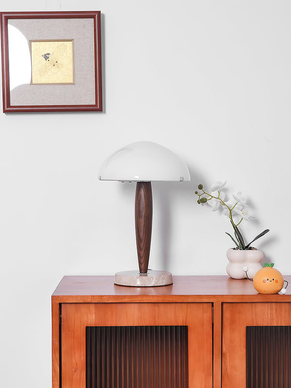 modern walnut marble dome table lamp