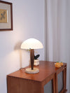 modern walnut marble dome table lamp
