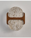 modern walnut travertine disc led wall sconce