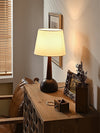 modern walnut wood fabric table lamp