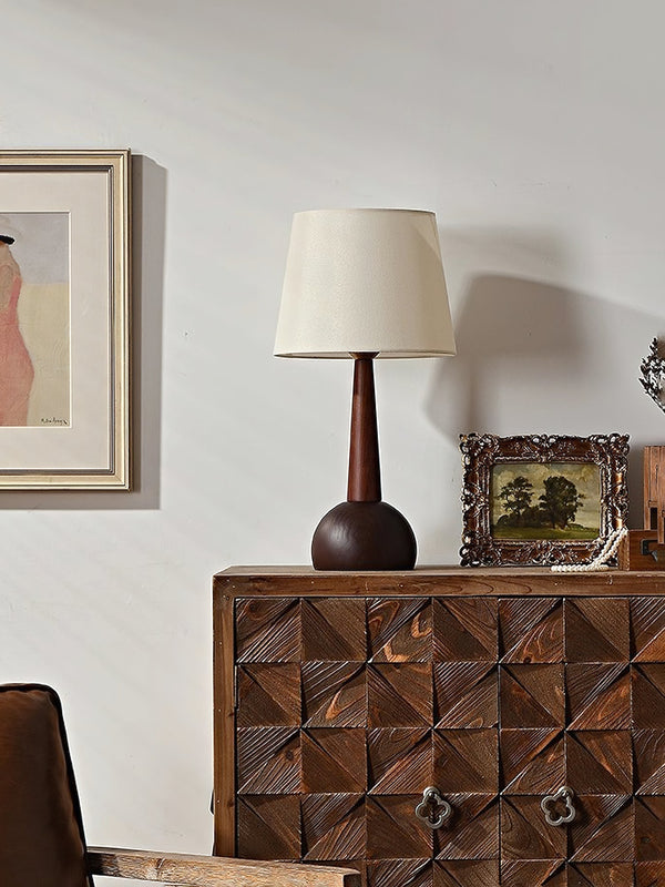 modern walnut wood fabric table lamp